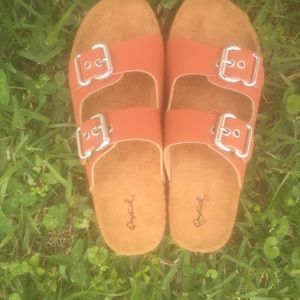 Brown Buckle Slides
